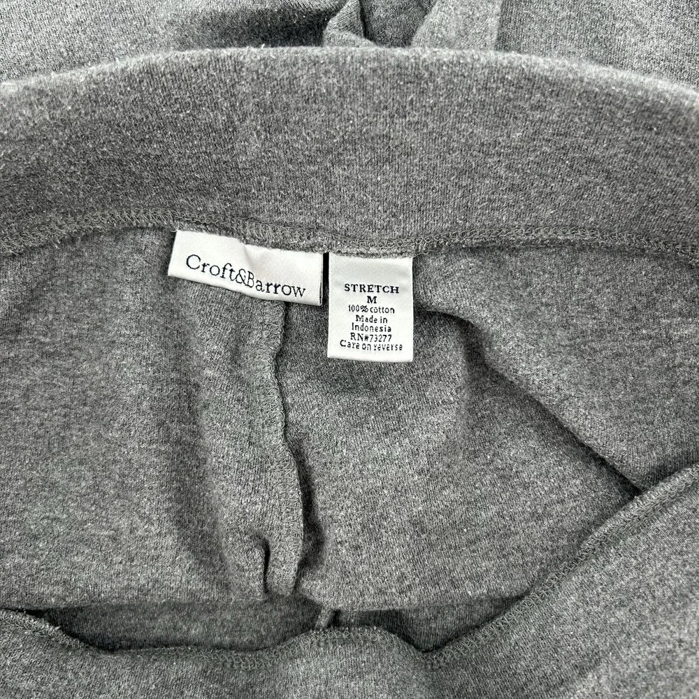 Croft & Barrow Womens M Capri‎ Sweatpants Gray Drawstring Stretch Pockets Travel